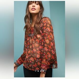 Ranna Gill Montrose Embroidered Peasant Top - EUC